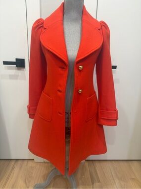 kate spade Vibrant Red Double-Breasted Wool Pea Coat